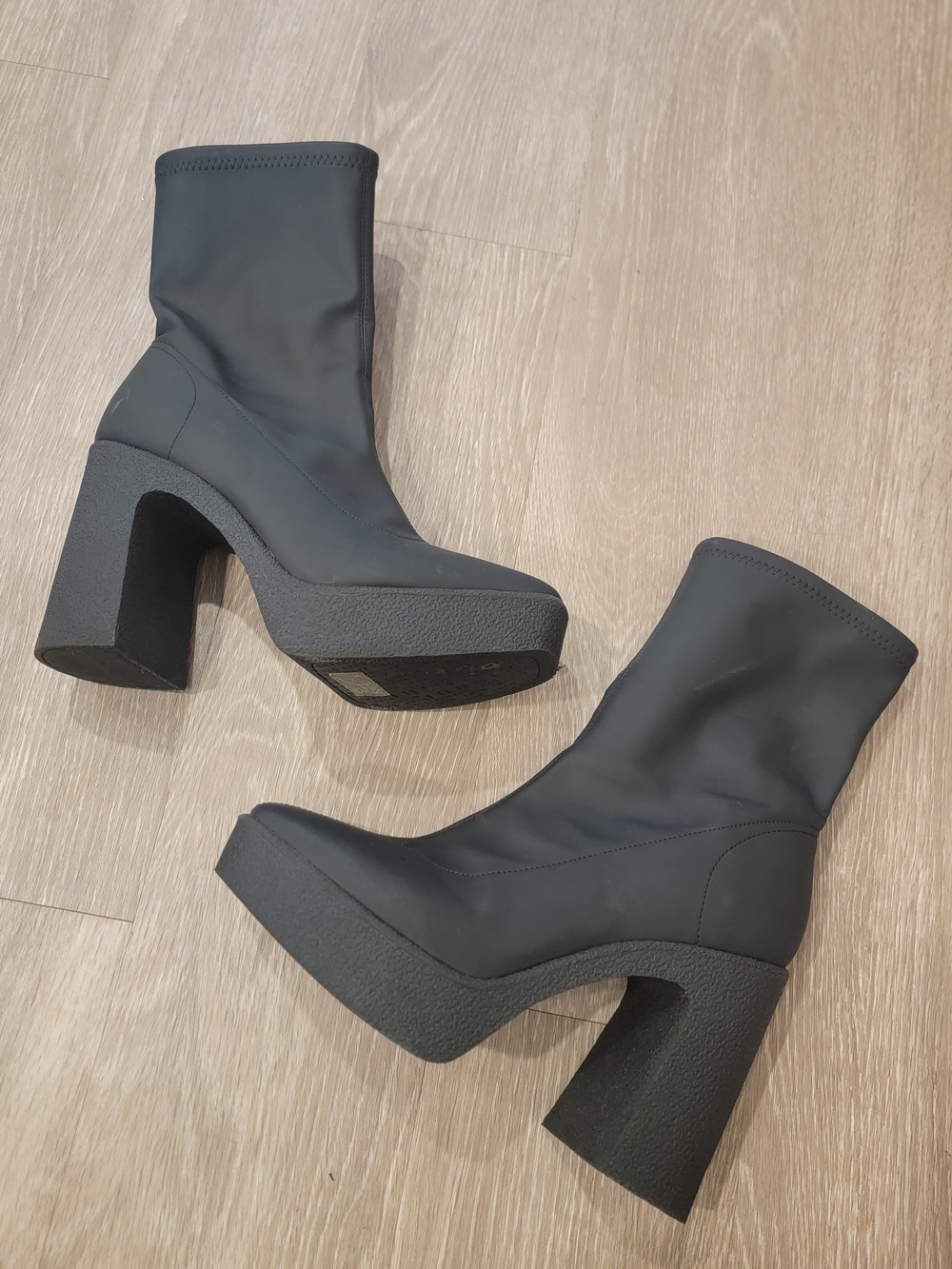 Women's Black Platform Block Heel Ankle Boots